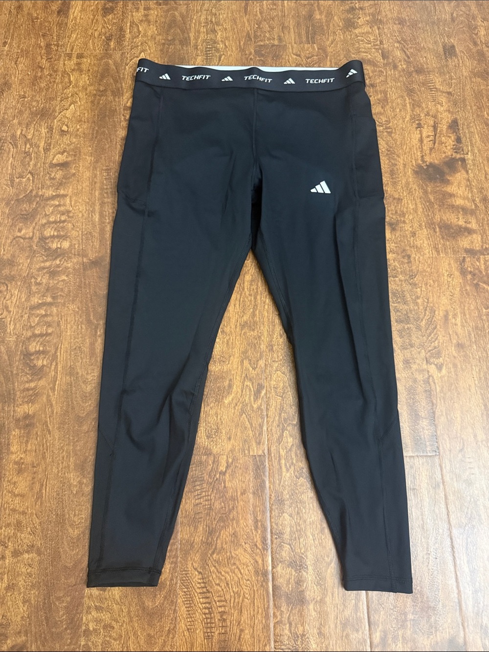 adidas Black Techfit Women’s Compression Leggings with Logo Size XXL